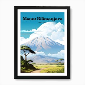 Mount Kilimanjaro Tanzania Sightseeing Travel Illustration Art Print