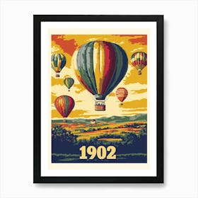 Aihrgdesign A Vintage Travel Poster Of A 1902 Hot Air Balloon 6e2ec22f 6fb1 4df7 9cf5 79569b1a9566 0 Art Print