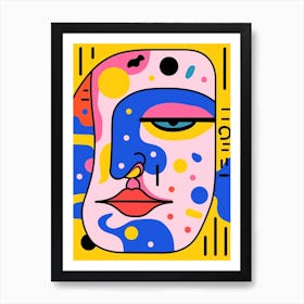 Line Illustration Abstract Face Pink Art Print