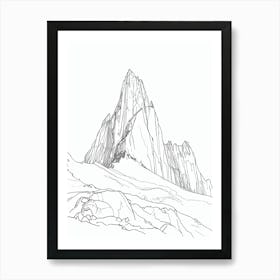 Cerro Torre Argentina Chile Line Drawing 4 Art Print