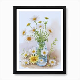 Daisies In A Vase 2 Art Print