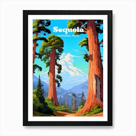 Sequoia National Park California Trees Modern Travel Art Art Print