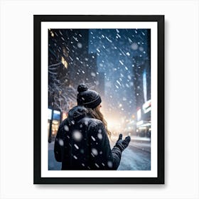 A Magical Winter Scene Layered With A Pattern Of Isolated Snowflakes Caught In A Soft Winter Storm (6) Art Print