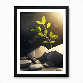 Tree Sprouting From Rocks Art Print