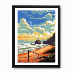 Cannon Beach Washington Retro Pop Art 14 Art Print