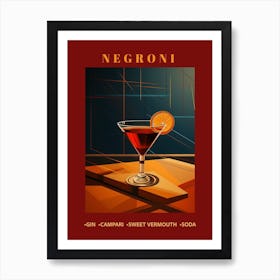 Negroni, Modern Minimalist Cocktail Art Print Art Print
