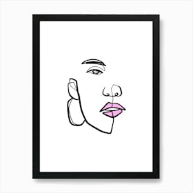 Minimalist Line Art Woman Face Art Print