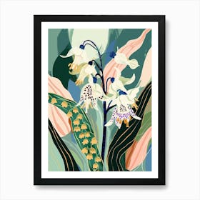 Colourful Flower Illustration Lily Of The Valley 1 Art Print