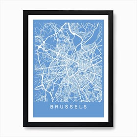 Brussels Map Blueprint Art Print