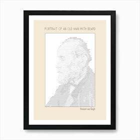 Ascii Art Minimalist – Portrait Of An Old Man With Beard – Ascii Art (Vincent Van Gogh) – Classic Painting Art Print