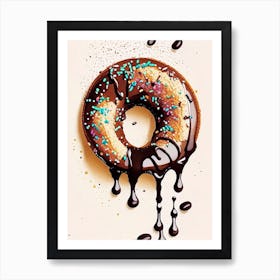 Bite Sized Bagel Pieces Dipped In Melted Chocolate And Sprinkles Marker Art Art Print