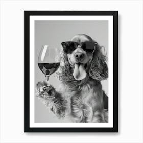 Cocker Spaniel And Wine Art Print