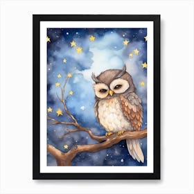 Baby Owl 1 Sleeping In The Clouds Art Print