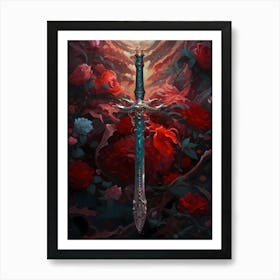 Swords And Roses Art Print