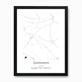 Gommern,Germany Minimalist Map Art Print