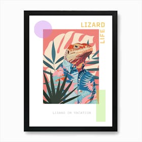 Lizard In A Floral Shirt Modern Colourful Abstract Illustration 2 Poster Art Print