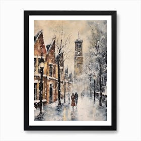 Vintage Winter Painting Cambridge United Kingdom 1 Art Print