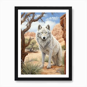Tundra Wolf Desert Scenery 3 Art Print