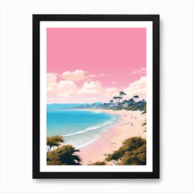 An Illustration In Pink Tones Of  Greenmount Beach Australia 3 Art Print