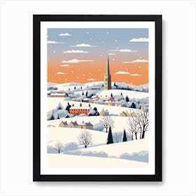 Retro Winter Illustration Cotswolds United Kingdom 3 Art Print