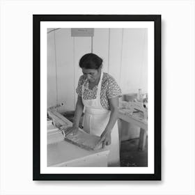 Mexican Woman Flattening And Shaping Tortillas Between Two Boards Hinged Together, San Antonio, Texas By Russell Art Print