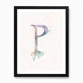 P, Letter, Alphabet Minimalist Watercolour 2 Art Print