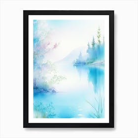 Crystal Clear Blue Lake Landscapes Waterscape Gouache 3 Art Print