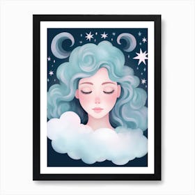 Dreaming Girl On A Cloud Art Print