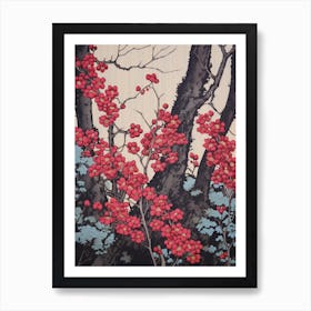 Yama Zakura Mountain Cherry 2 Vintage Botanical Woodblock Art Print