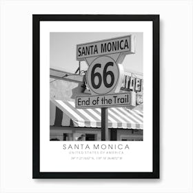 Santa Monica Print Black And White United States North America Art Print