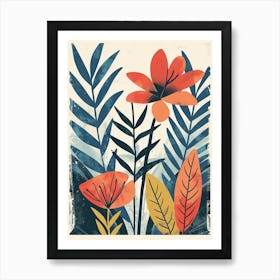 Botanical Tropical Leaves Groovy 22 Art Print