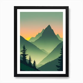 Misty Mountains Vertical Composition In Green Tone 214 Art Print