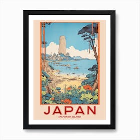 Enoshima Island, Visit Japan Vintage Travel Art 1 Art Print