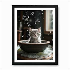 Kitten In A Bowl Art Print