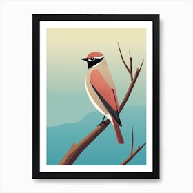 Minimalist Cedar Waxwing 2 Illustration Art Print