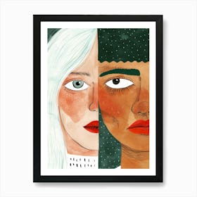 Illustration Of Two Women Art Print