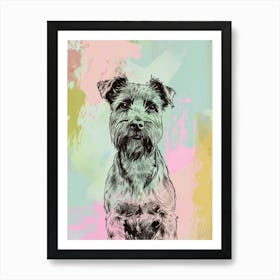 Pastel German Wirehaired Dog Pastel Line Illustration  1 Art Print