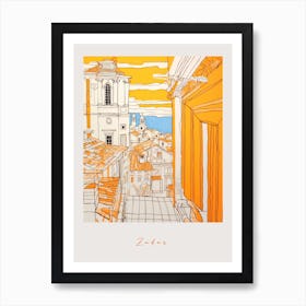 Zadar Croatia Orange Drawing Poster Art Print