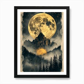 Full Moon In The Mountains Art Print