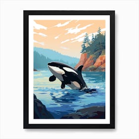 Orca Whale By Rocky Coastline2 Art Print