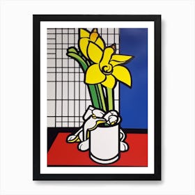 Daffodils Flower Still Life  2 Pop Art Style Art Print