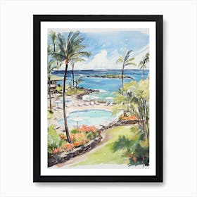 Four Seasons Resort Hualalai   Kailua Kona, Hawaii   Resort Storybook Illustration 1 Art Print