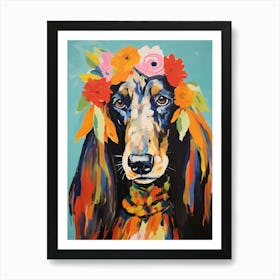 Afghan Hound Portrait With A Flower Crown, Matisse Painting Style 2 Art Print