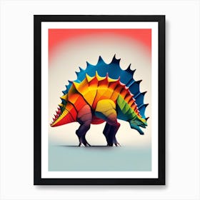 Stegosaurus Primary Colours Dinosaur Art Print