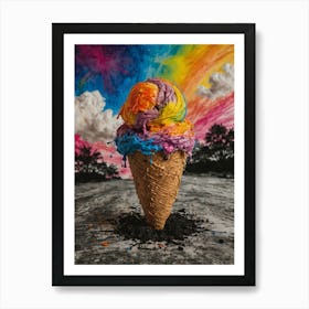 Rainbow Ice Cream Cone 4 Art Print