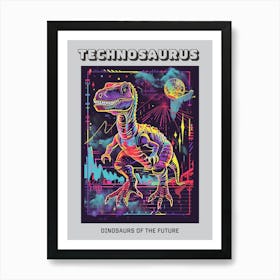 Cyber Futuristic Dinosaur Illustration 2 Poster Art Print