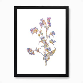 Stained Glass Commelina Tuberosa Mosaic Botanical Illustration on White n.0246 Art Print