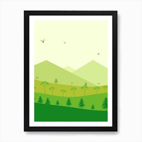 Green Landscape With Trees Art Print