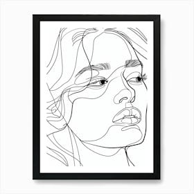 Portrait Of A Woman Minimalist Line Art Monoline Illustration 2 Art Print