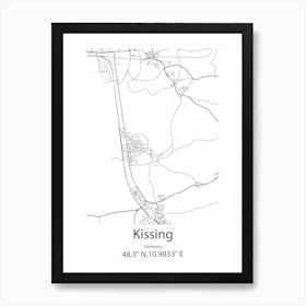 Kissing,Germany Minimalist Map Art Print